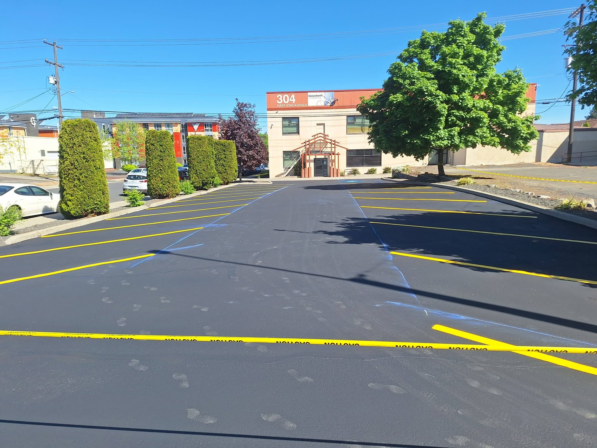 NorthWest commercial sealcoating and striping project